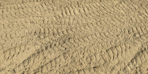 Fototapeta na wymiar tire marks sand