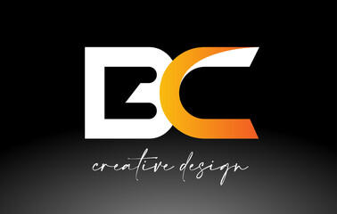 BC Letter Logo with White Golden Colors and Minimalist Design Icon Vector