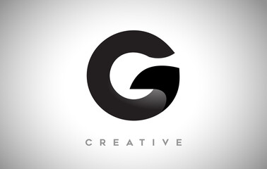 Black Letter G Logo Design with Minimalist Creative Look and soft Shaddow on Black background Vector