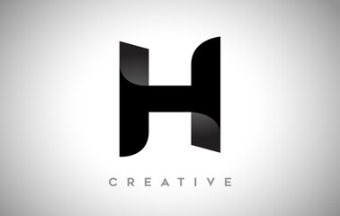 Black Letter H Logo Design with Minimalist Creative Look and soft Shaddow on Black background Vector