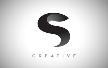 Black Letter S Logo Design with Minimalist Creative Look and soft Shaddow on Black background Vector