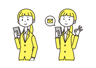 女性　スーツ　2色　スマホ