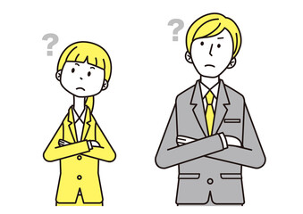  男女　スーツ　2色　疑問