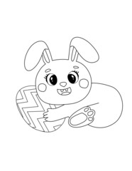 Happy Easter bunny With Egg coloring page