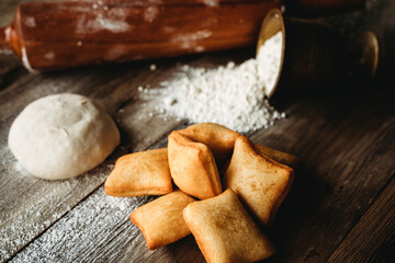 Turkish doughnuts turkish traditional food Pişi (Hamur) for breakfast