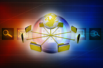 3d illustration of Data sharing concept