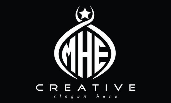 MHE three letters monogram curved initial logo design, geometric minimalist modern logo, vector template