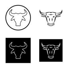 THE BULL HEAD AND HORN ICON LOGOS VECTOR DESIGN