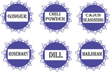 Label set for spices with ginger 