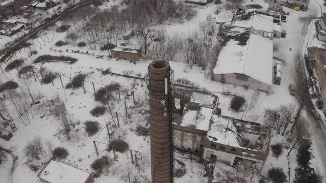 Aerial View Old Brick Chimney