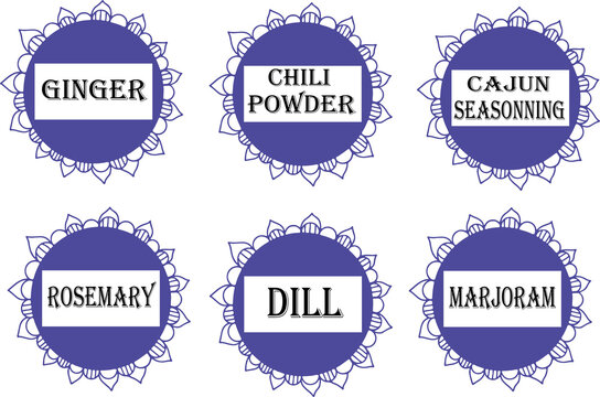 Label set for spices with ginger 