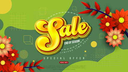 Sale banner template design with geometric background , Big sale special offer up to 80% off. Super Sale, end of season special offer banner. vector illustration.