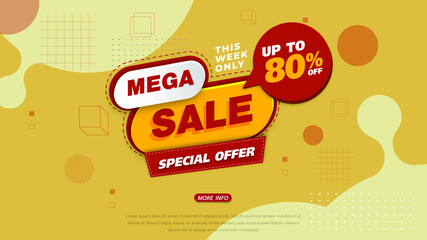 Sale banner template design with geometric background , Big sale special offer up to 80% off. Super Sale, end of season special offer banner. vector illustration.
