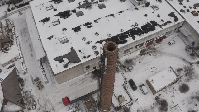 Aerial View Old Brick Chimney