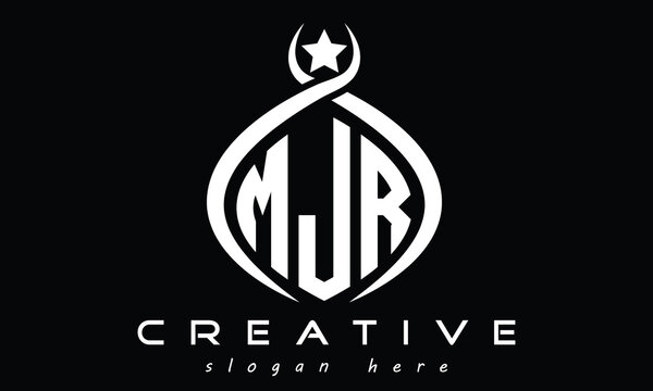 MJR three letters monogram curved initial logo design, geometric oval minimalist modern logo, vector template