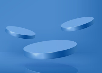 3d background products display podium scene with geometric platform. backdrop background vector 3d render with podium. stand to show cosmetic products. Stage showcase on pedestal display blue back