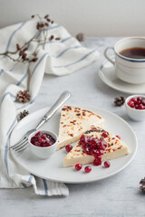 Leipajuusto - traditional Finnish baked cheese - with berries