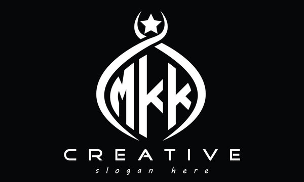 MKK three letters monogram curved initial logo design, geometric oval minimalist modern logo, vector template