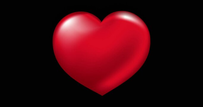 Valentine's Day concept with Heartbeat Reading inside. Pulsating or pounding 3D Animation of a Red Heart Beating. 