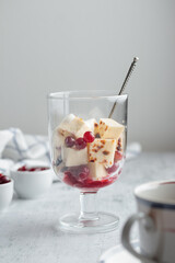 Leipajuusto - traditional Finnish baked cheese - with berries