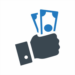 Money on hand icon