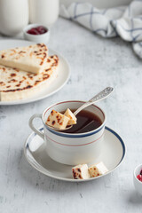 Coffee with Leipajuusto - traditional Finnish baked cheese 