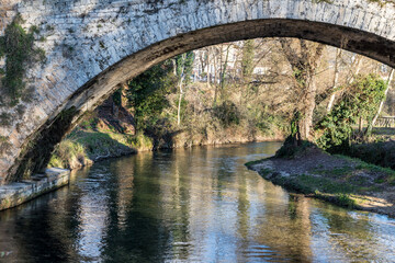 Ponte di San Francesco, Subiaco, Italy  medieval bridge over river