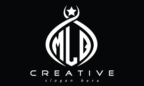 MLQ three letters monogram curved initial logo design, geometric oval minimalist modern logo, vector template
