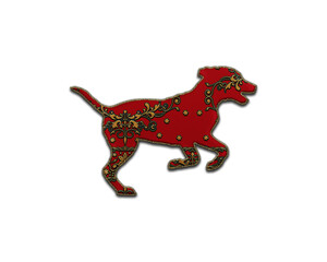 Dog Pet Running symbol Indian Red Sari Saree icon logo illustration