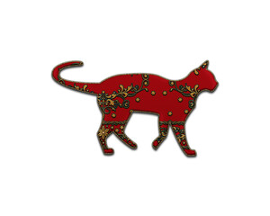 Cat Animal symbol Indian Red Sari Saree icon logo illustration
