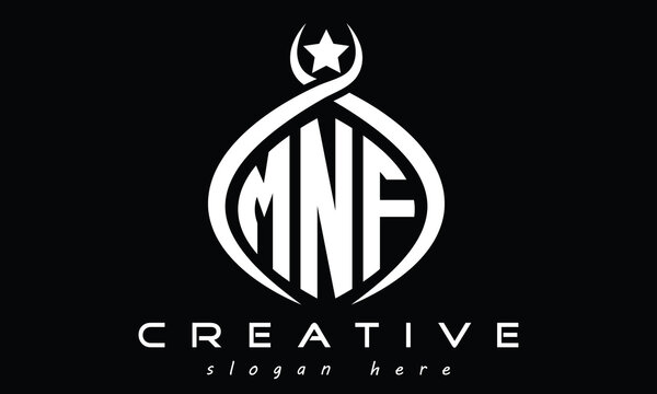 MNF three letters monogram curved initial logo design, geometric oval minimalist modern logo, vector template