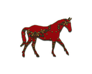 Horse Animal symbol Indian Red Sari Saree icon logo illustration