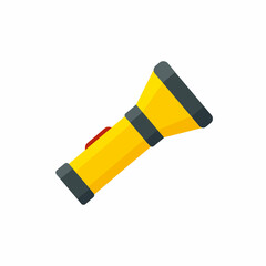 Yellow flashlight isolated on white background. Vector stock