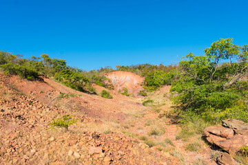 Fototapeta na wymiar A view of a rocky caatinga landscape in Oeiras, Piaui state, Brazil