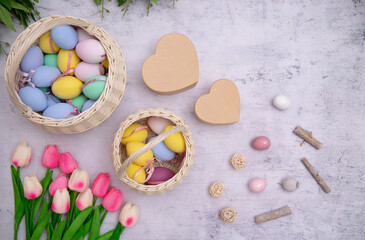 easter eggs in a basket