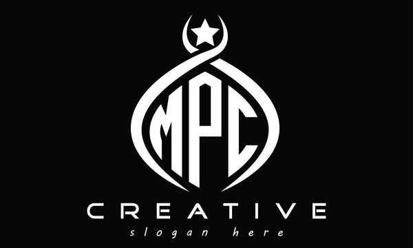 MPC three letters monogram curved initial logo design, geometric oval minimalist modern logo, vector template
