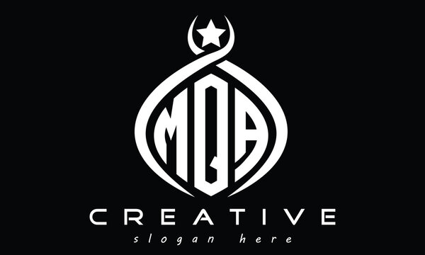 MQA three letters monogram curved initial logo design, geometric oval minimalist modern logo, vector template