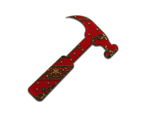Carpenter Hammer tool symbol Indian Red Sari Saree icon logo illustration