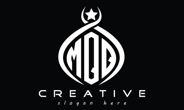 MQQ three letters monogram curved initial logo design, geometric oval minimalist modern logo, vector template