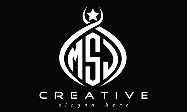 MSJ three letters monogram curved initial logo design, geometric oval creative modern logo, vector template