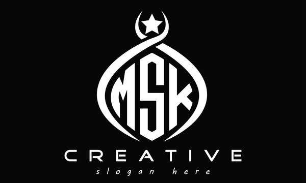 MSK three letters monogram curved initial logo design, geometric oval creative modern logo, vector template