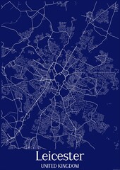 Dark Blue Map Leicester United