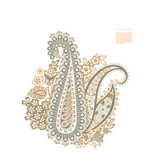 Paisley isolated. Card with paisley isolated for design. Floral vector pattern. Embroidery floral vector pattern. 