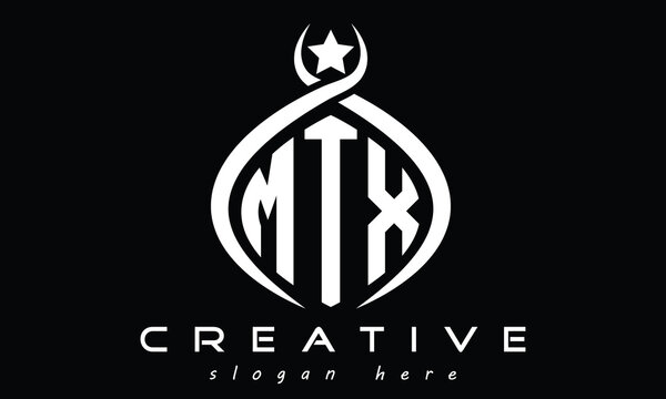 MTX three letters monogram curved initial logo design, geometric oval creative modern logo, vector template
