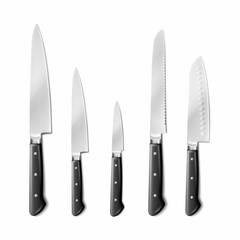 3d realistic black kitchen knifes.