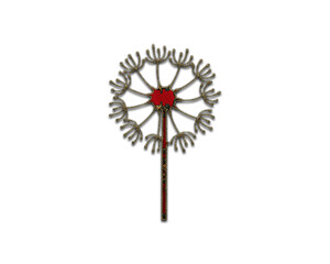 Dandelion, Make a Wish symbol Indian Red Sari Saree icon logo illustration