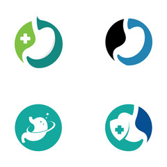 stomach health and stomach care logo design icon vector template