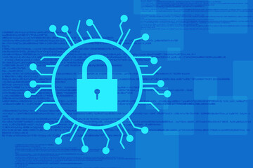2d illustration Safety concept: Closed Padlock on digital background
