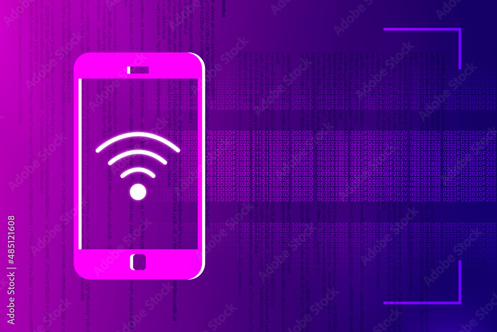 Poster 3d rendering Transmitter mobile with wifi 
