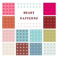 シンプルかわいいハートタイル背景パターンセット